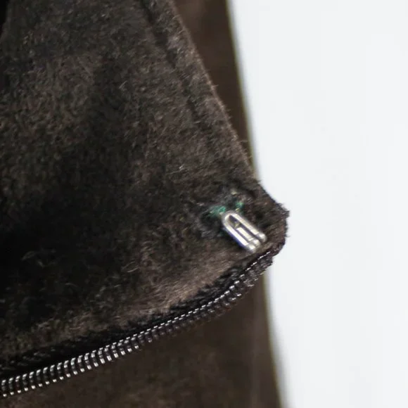 Vintage 1990s Chocolate Brown 100% Leather Sueded Skirt with Side Stitch - Picture 8 of 14